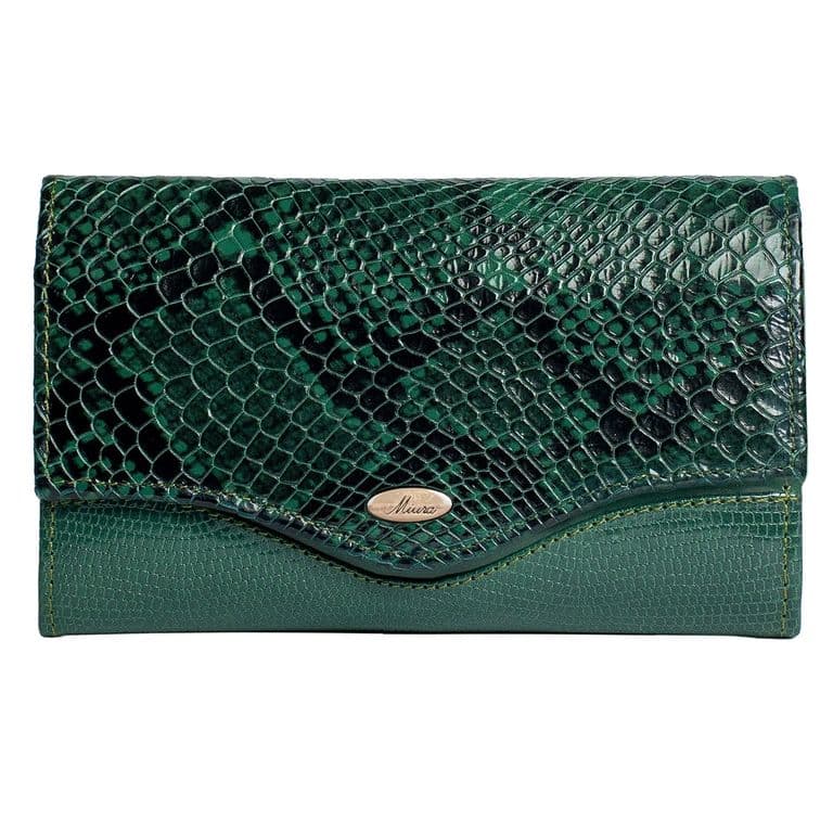Billetera Mujer Mod. Chiara Cuero Natural Verde ...