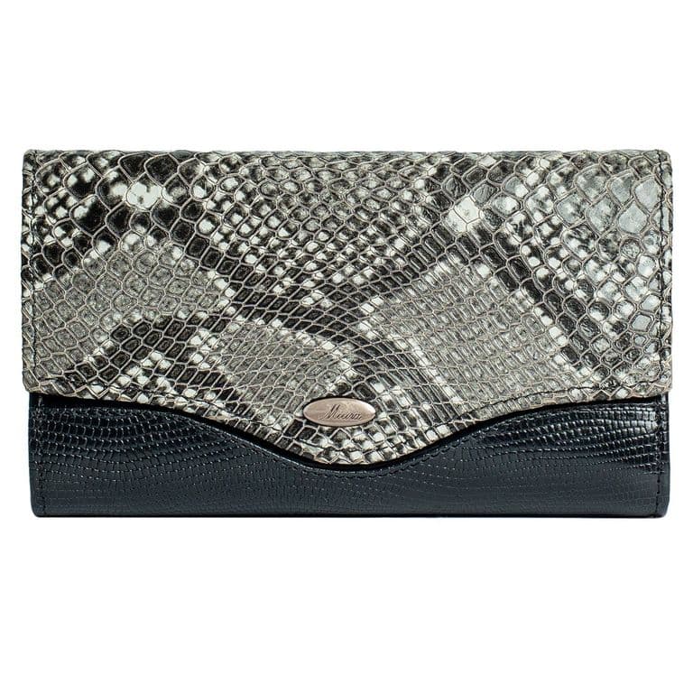 Billetera Mujer Mod. Chiara Cuero Natural Negro ...