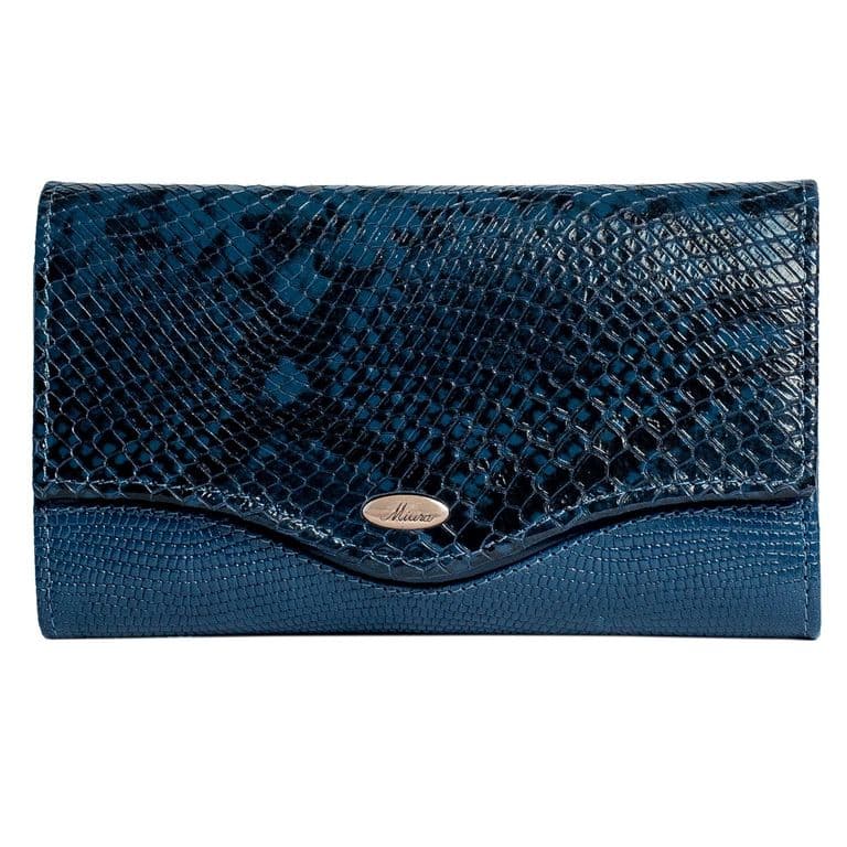 Billetera Mujer Mod. Chiara Cuero Natural Azul ...