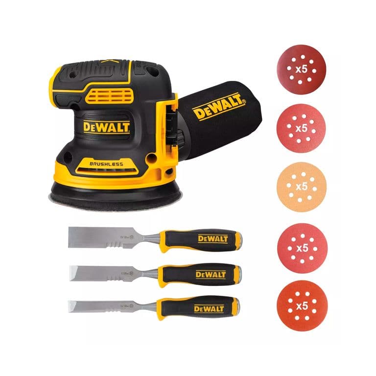 Lijadora Roto Orbital Inal. Dcw210b + 25 Lijas + 3 Formones