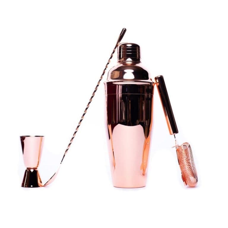 Set Bar 4pzs Cobre Manhattan Lux Acero Inoxidable