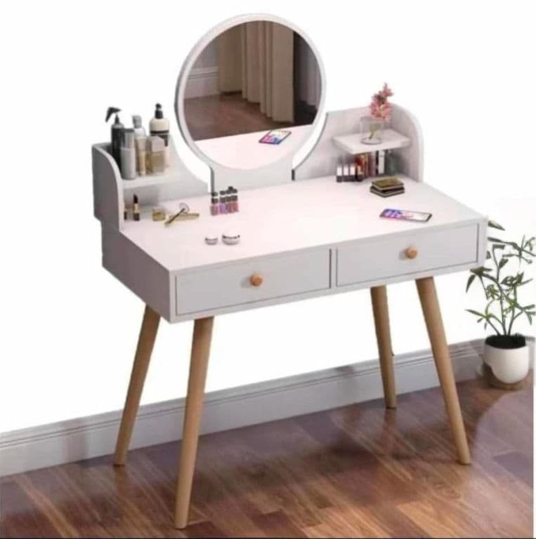 Tocador Con Espejo 2 Cajones 75x60x40 Diseno Funcional Y Elegante