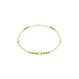 Pulsera Plata Esterlina 925 Estrella Verde Banado Oro 14kt Amarillo 18