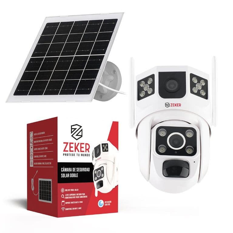 Camara De Seguridad Solar Vigilancia Exterior Doble