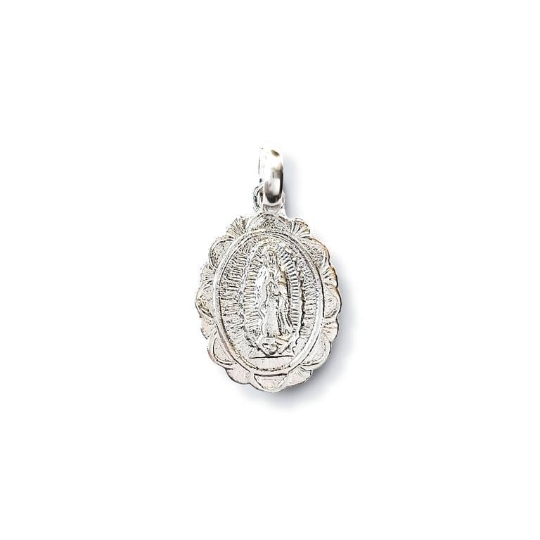 Colgante Medalla Virgen De Guadalupe Blonda Plata Fina 925 Plateado TALLA UNICA