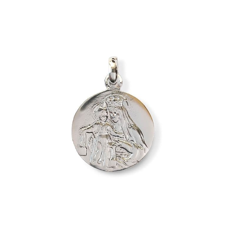 Colgante Medalla Virgen Del Carmen 18mm Plata Fina 925 Plateado TALLA UNICA