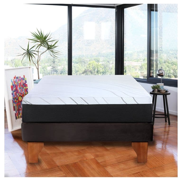 Cama Europea Zen Pro Colchon Resortes 1.5 Plaza Base Dividida Tela Negro