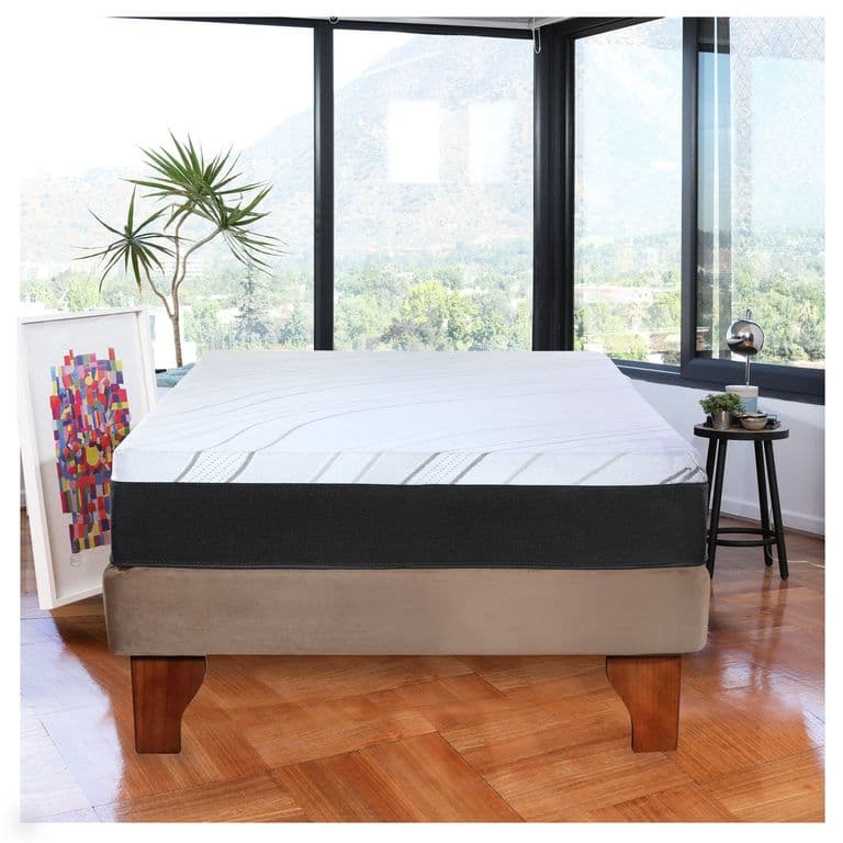 Cama Europea Zen Pro Colchon Resortes 1.5 Plaza Base Dividida Tela Beige