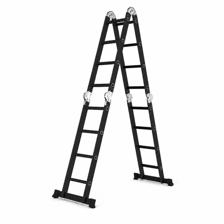 Escalera 4,6mt Profesional Heavy Duty 16 Peldanos Negra