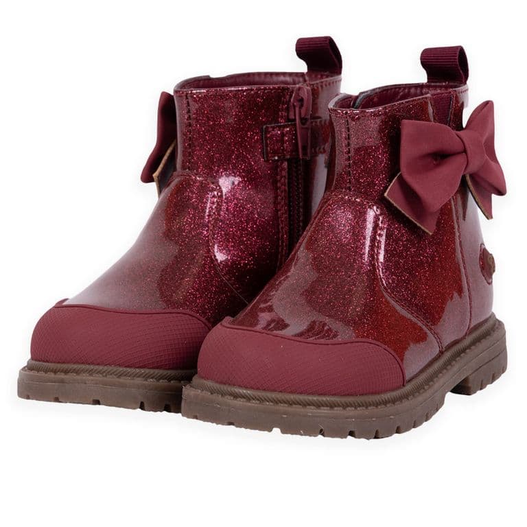 Botin Bebe Nina Burdeo Rojo 19
