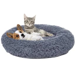 Cama Antiestres Felpa para Mascotas Perros Gatos 70cm Gris