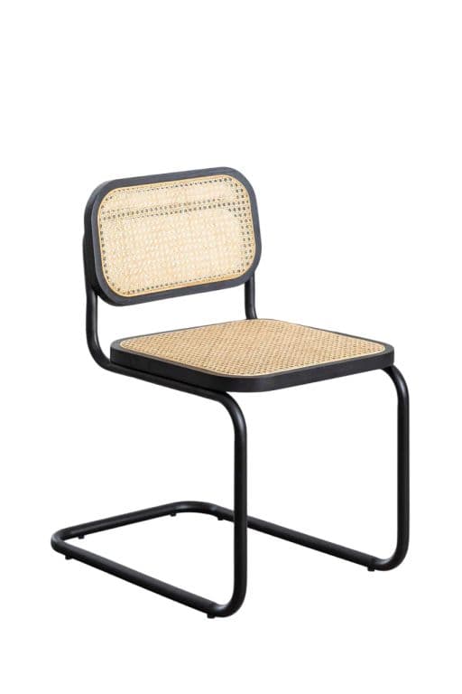 Silla Breuer Negra Madera y Ratan