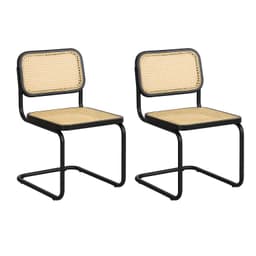 Pack 2 Sillas Breuer Negra Madera y Ratan