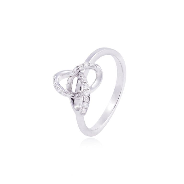 Anillo Compromiso de Oro de 18kt Nudo 13 puntos de diamante Blanco 12