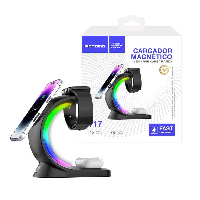 Stand de Carga Inalambrica T17, 15W, 3 en 1