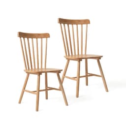 Pack 2 Sillas Comedor Madera Maciza Windsor Estilo Nordico Natural