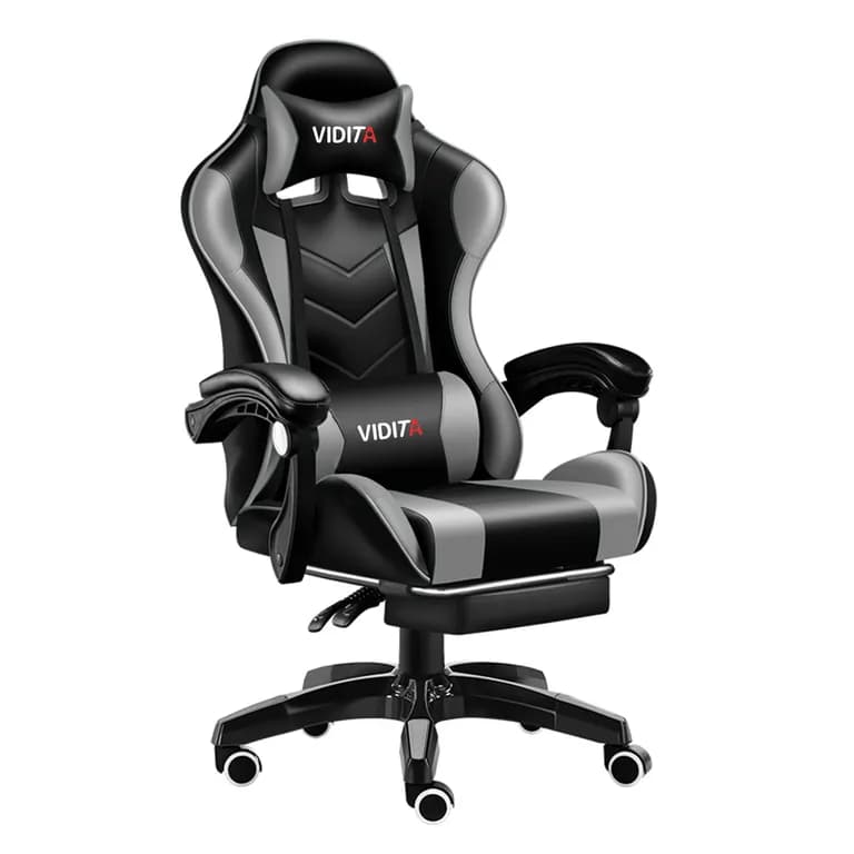 Silla Gamer GX2000 Reclinable Profesional con Reposapies-Gris