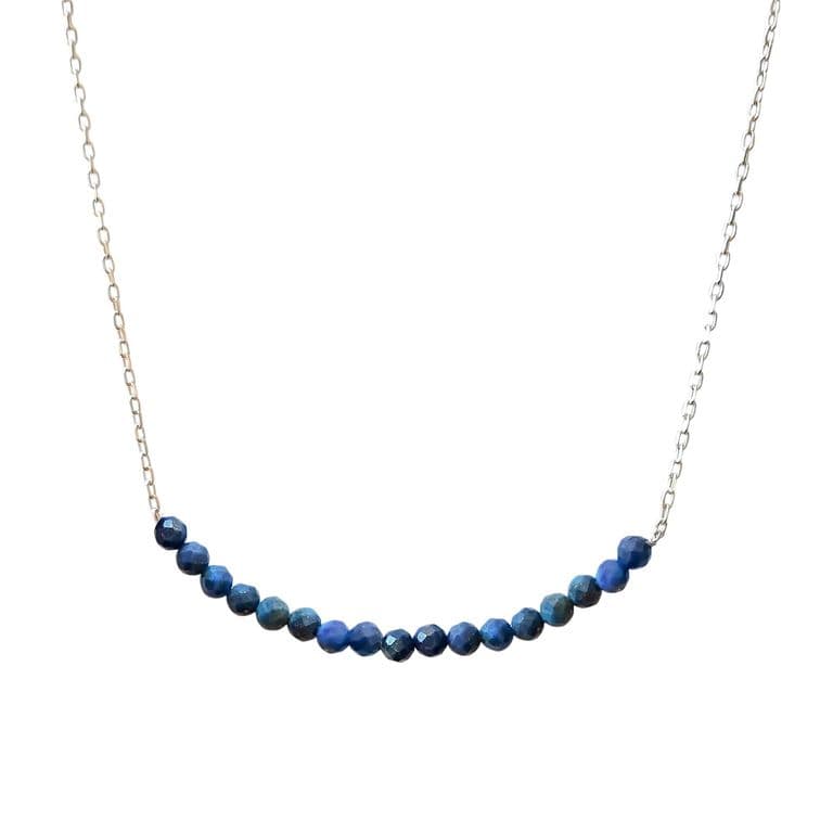 Collar Lapislazuli Facetado Cadena Eslabon Plata Fina 925 Plateado TALLA UNICA