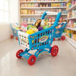 Carrito de Compra Supermercado Para Ninos 56 Piezas Colores - Celeste