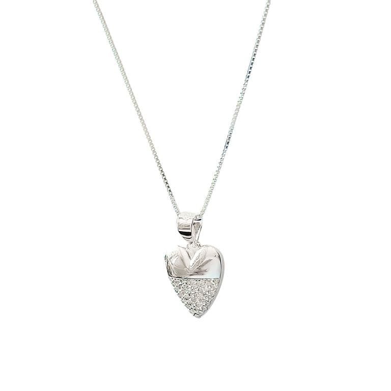 Collar Corazon Carlota Circon Plata Fina 925 Plateado TALLA UNICA