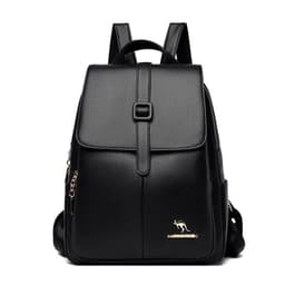 Mochila de Cuero Pu Suave Juvenil Impermeable Gran Capacidad Negro TALLA UNICA