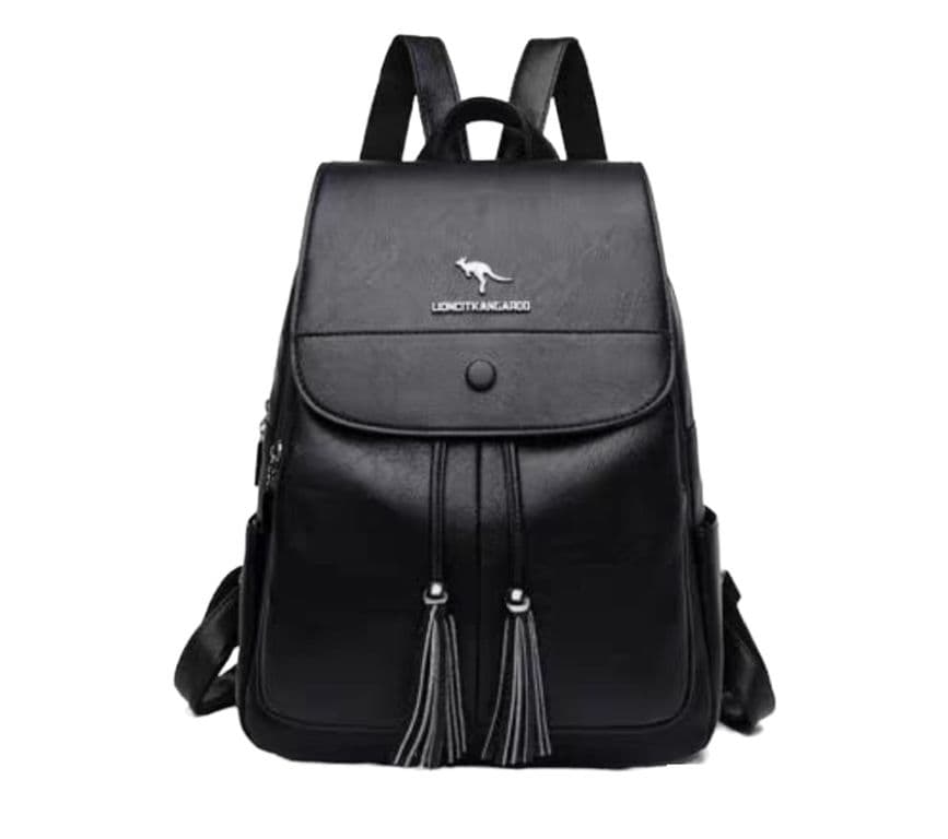 Mochila Urbana Cuero Pu Suave Juvenil Gran Capacidad Impermeable Negro Azabache TALLA UNICA