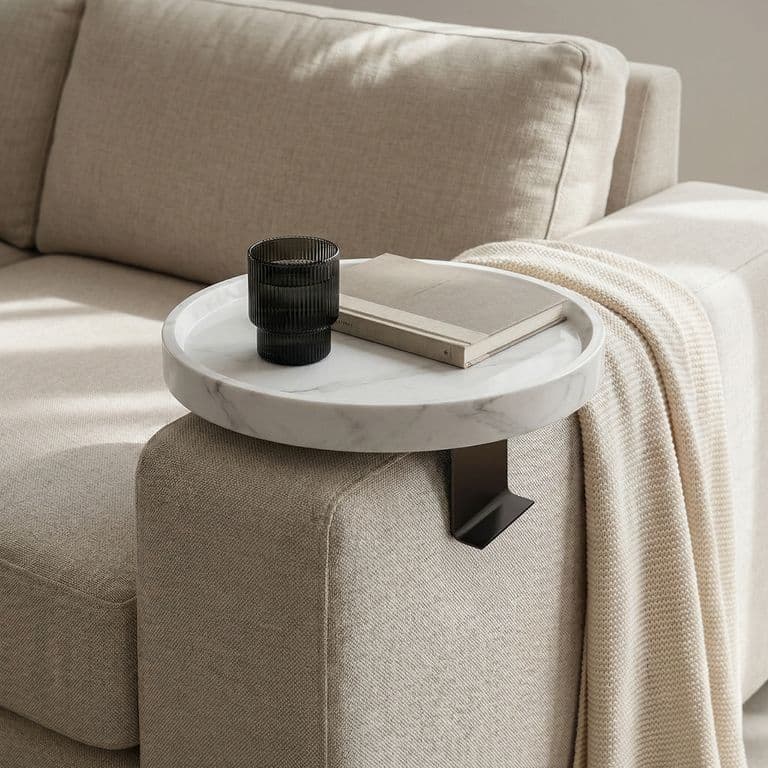 Mesa bandeja para brazo de sofa blanca