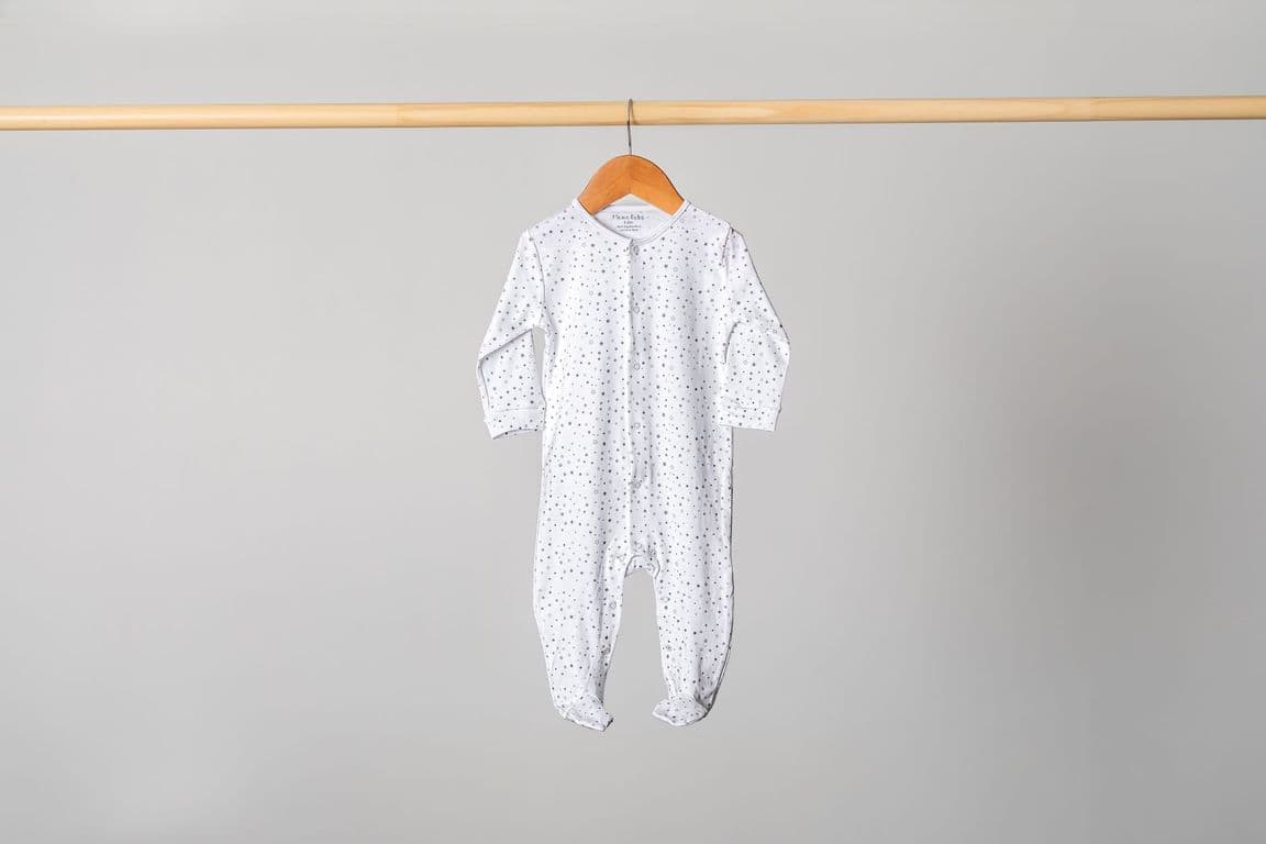 Pijama Osito Print Estrellas Unisex Algodon Pima Peruano Gris Claro 3-4 ANOS