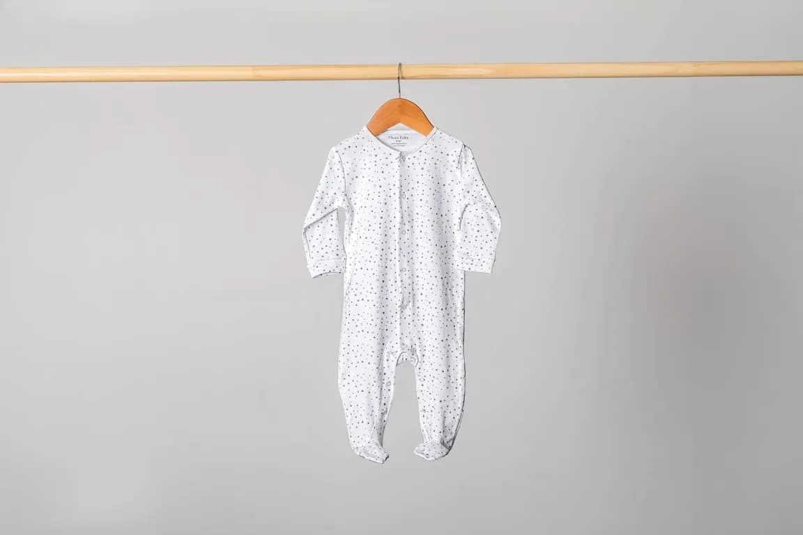 Pijama Osito Print Estrellas Unisex Algodon Pima Peruano Gris Claro 9-12 MESES