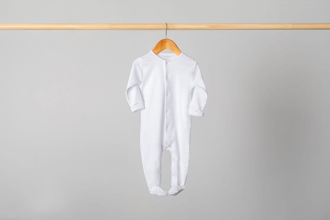 Pijama Osito Unisex Liso Algodon Pima Peruano Blanco 3-4 ANOS