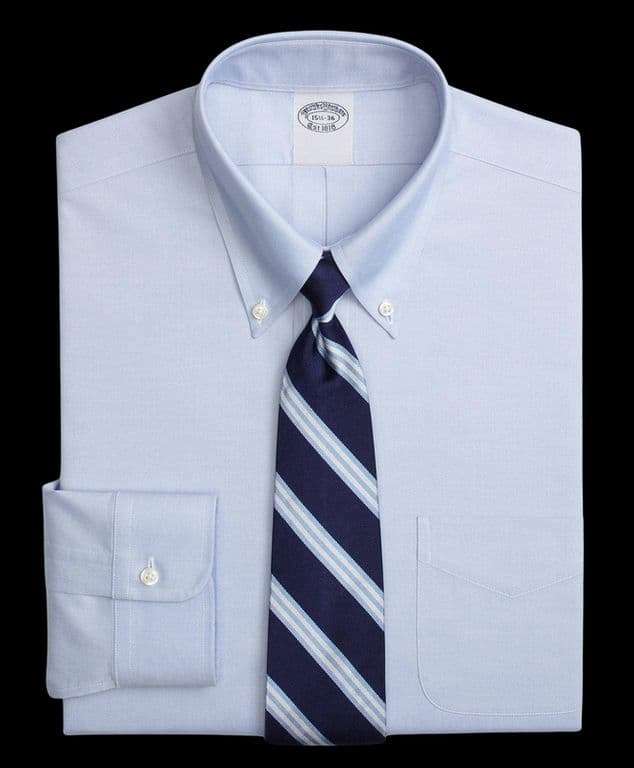 Camisa Stretch No-Iron Oxford Button-Down Collar Cyan Celeste 16-33