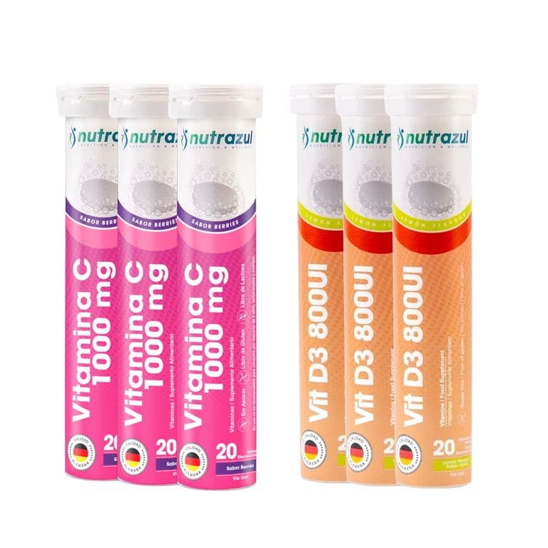 03 Vitamina C 1000 Mg + 3 Vitamina D3 800 UI - (Pack 6 unidades)