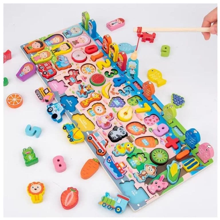JUEGO TABLERO DIDACTICO PESCA MAGNETICA MONTESSORI-