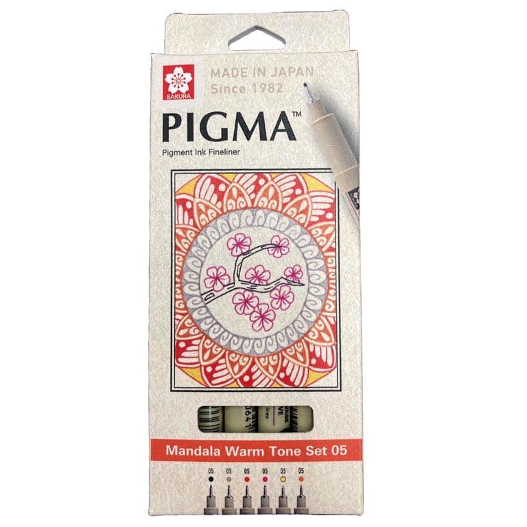 Set de Tiralinea Pigma Micron Sakura0.5 Mandala 6 Col Calido
