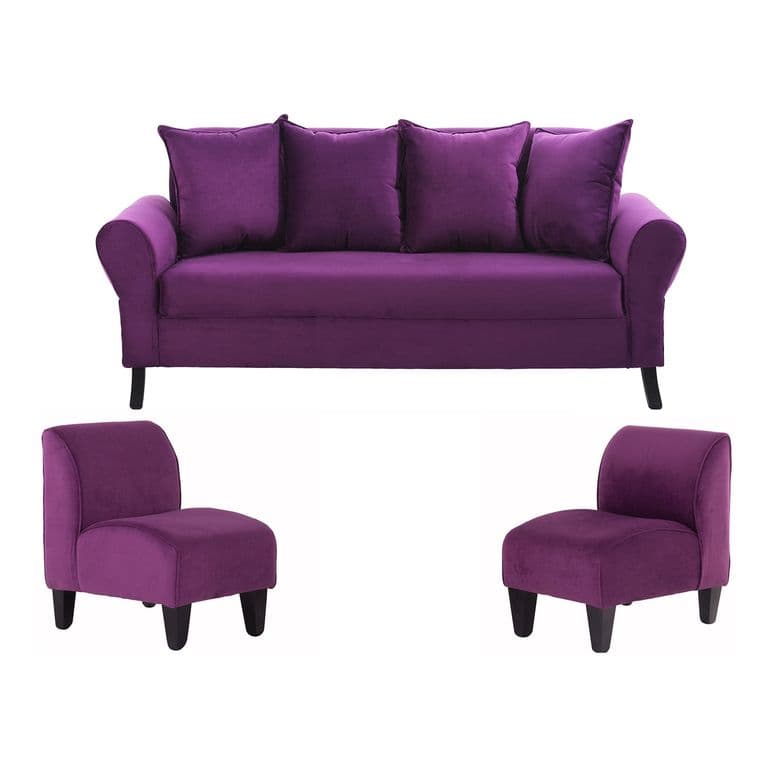 Sofa Lua 3C+2 Poltronas Felpa 20 Morado