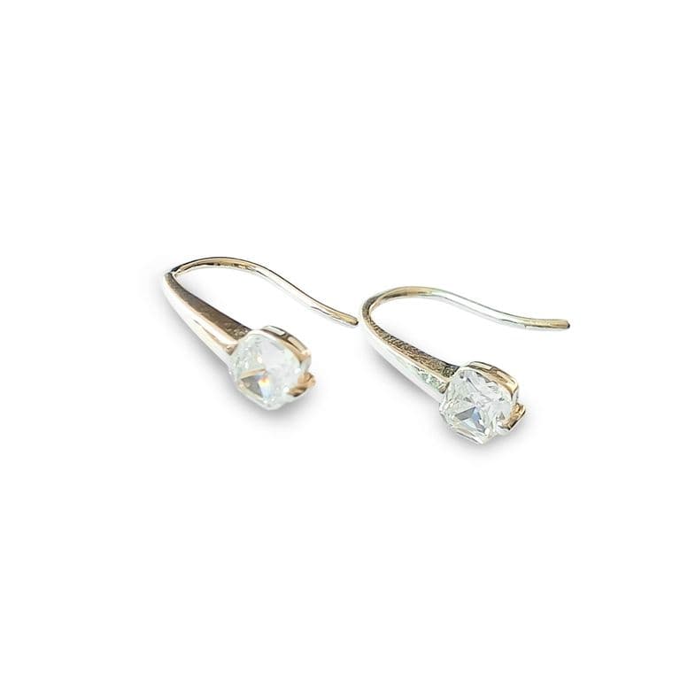 Aros Gancho Circon Cuadrado Blanco Plata Fina 925 Blanco TALLA UNICA
