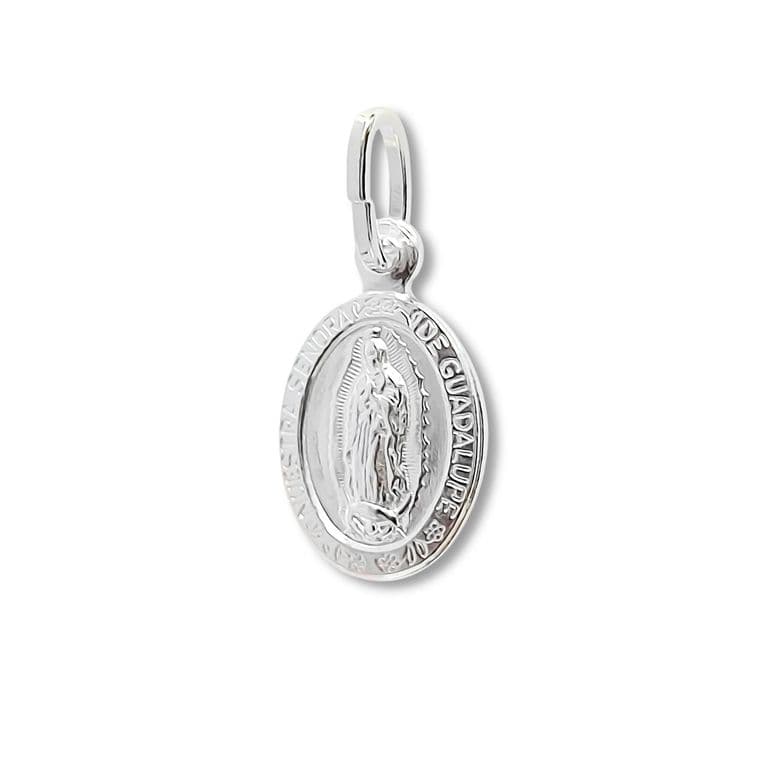 Colgante Medalla Virgen De Guadalupe Borde 14x11mm Plata Fina 925 Plateado TALLA UNICA