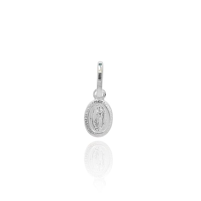 Colgante Medalla Virgen De Guadalupe Mini Borde 8X6mm Plata Fina 925 Plateado TALLA UNICA