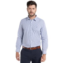 Camisa Trevira Listada Bilbao Azul Petroleo M