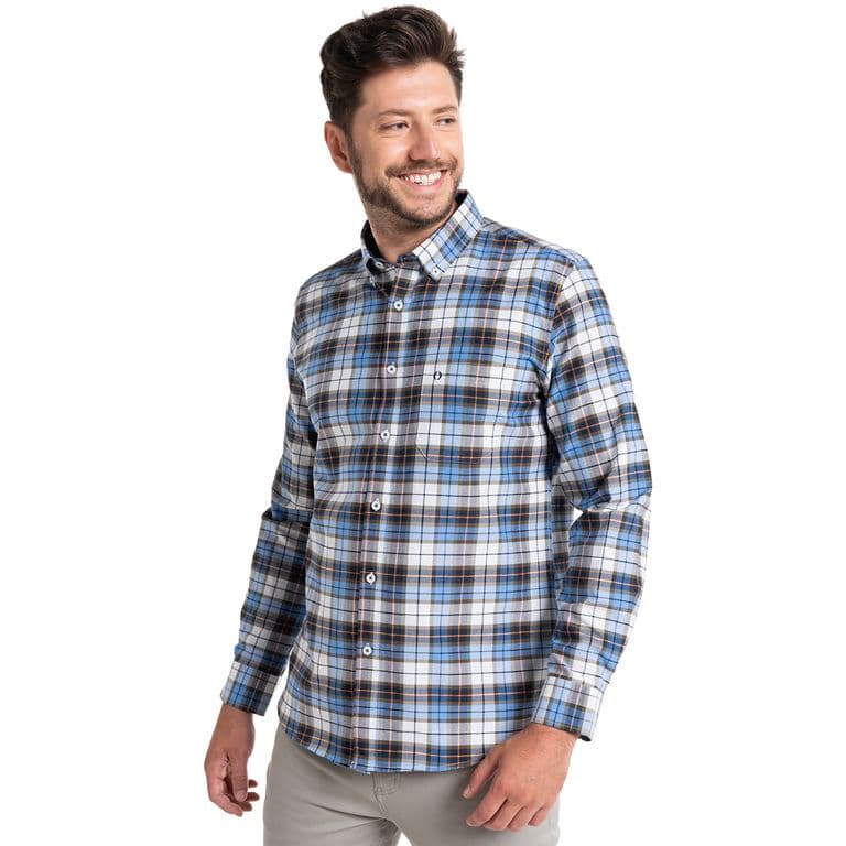 Camisa Oxford Cuadros Leon Azul Petroleo S
