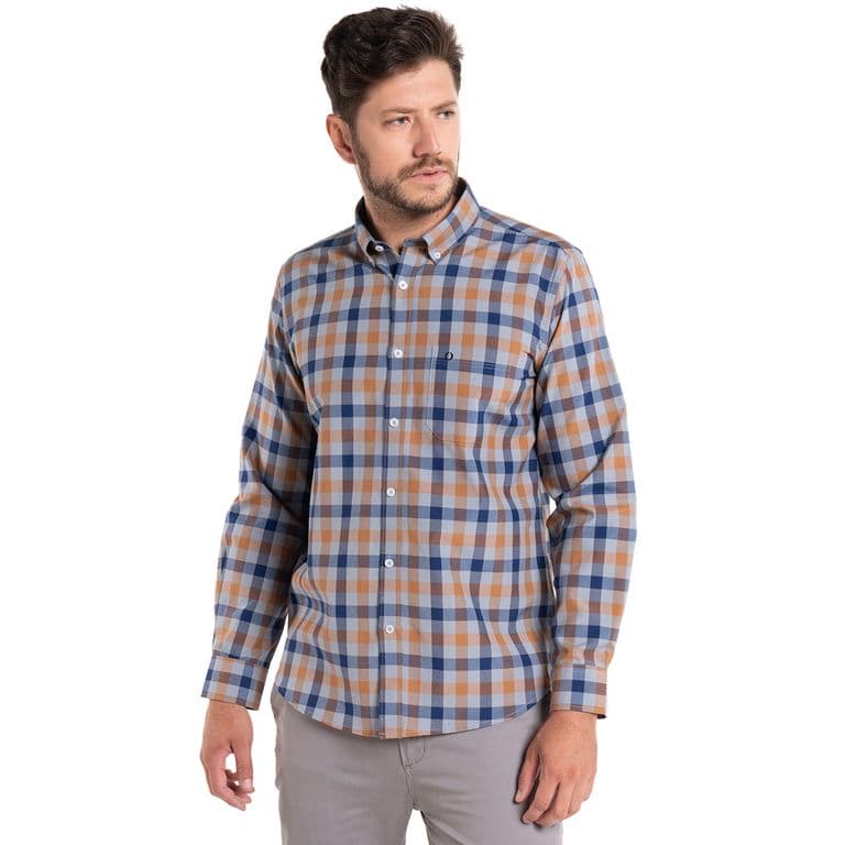Camisa Oxford Cuadros Leon Cafe L
