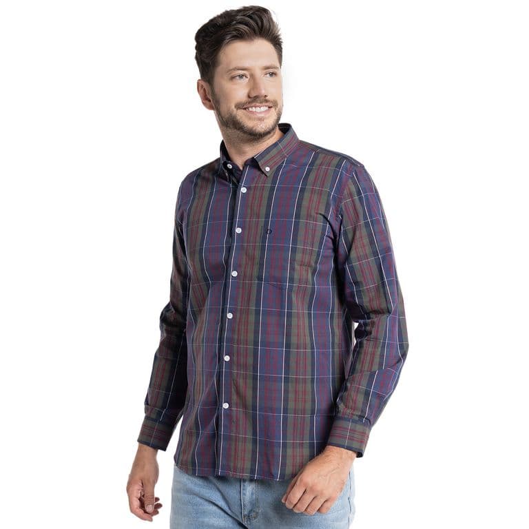 Camisa Trevira Cuadros Almeria Azul Petroleo 3XL