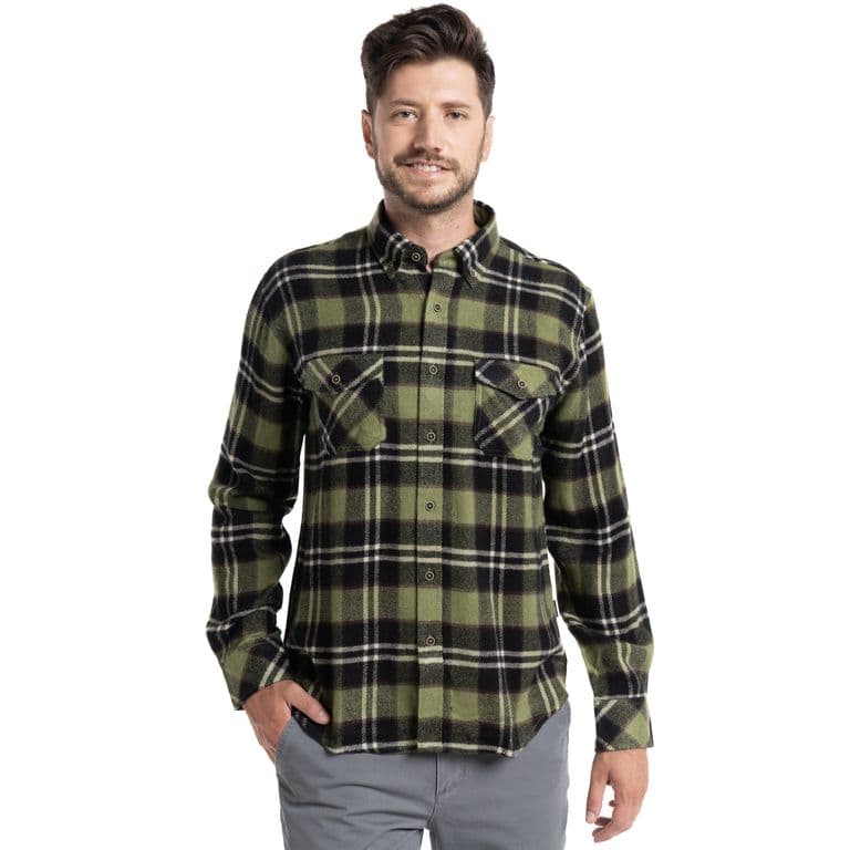 Camisa Lenadora Asturias Hombre Manga Larga Verde L