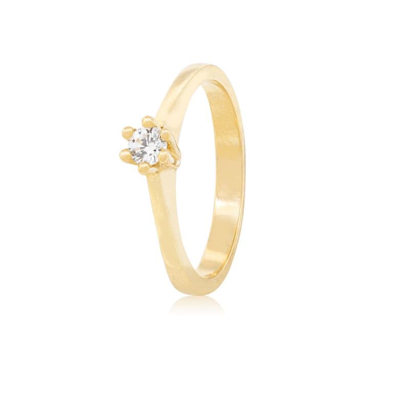 Anillo Compromiso de Oro 18kt Solitario Circon 6 grifas. Amarillo 13
