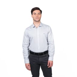 Camisa Hombre Manga Larga Williamsburg Jacquard Comfort Fit Gris Claro L