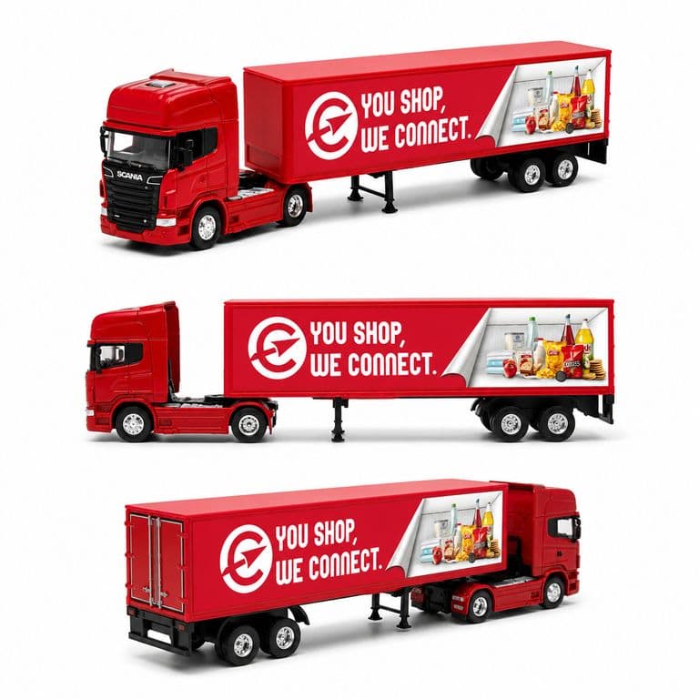 Camion Scania Logging Trailer Rojo Escala 1:64 -