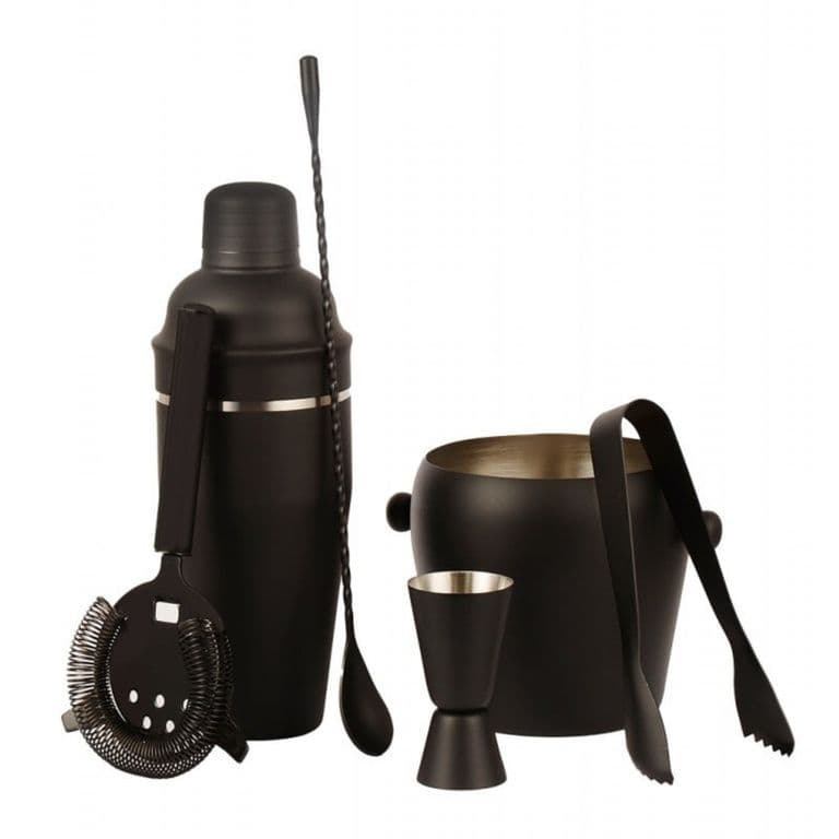Set Bar 6pzs Negro Manhattan Ice Acero Inoxidable