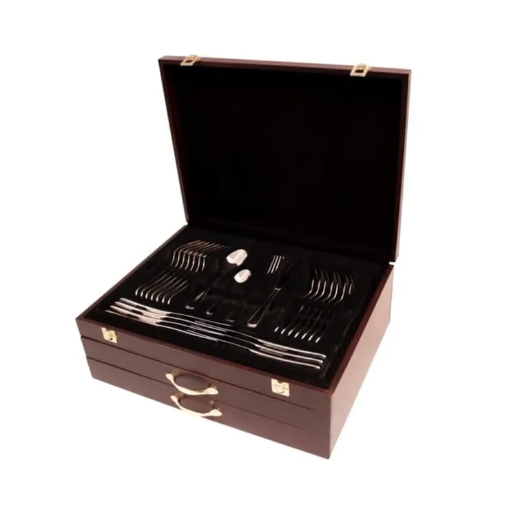 Juego 102 pzs Cuberteria Estuche Madera Acero
