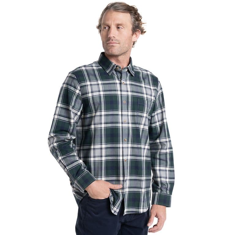 Camisa Manga Larga Hombre Escocesa Island Algodon Cuadros Gris XL