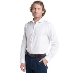 Camisa Hombre Manga Larga Jacquard Harlem Algodon Slim Fit Blanco M